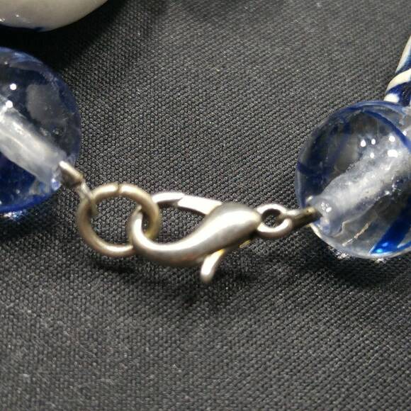 Vintage Delft Blue Willow Porcelain Bead Necklace Glass Beads Asian Style 1960s - Picture 9 of 10